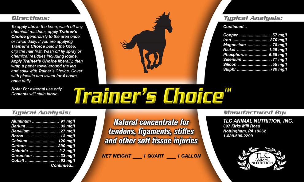 Trainer's Choice topical liniment TLC Animal Nutrition, Inc.